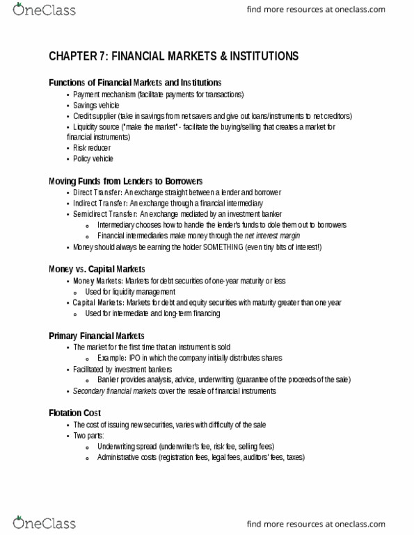 FNBU 3221 Lecture Notes - Lecture 8: Efficient-Market Hypothesis, Financial Intermediary thumbnail