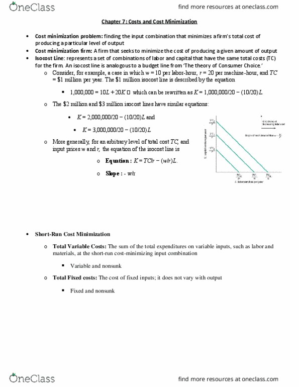 Economics 2150A/B Lecture Notes - Lecture 7: Isocost thumbnail