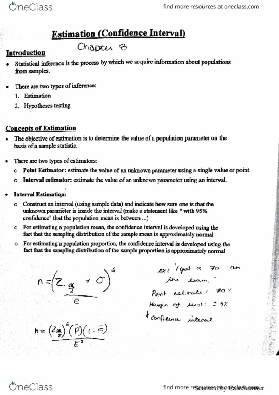 COMM 215 Chapter 8: Estimation (Confidence Interval) thumbnail