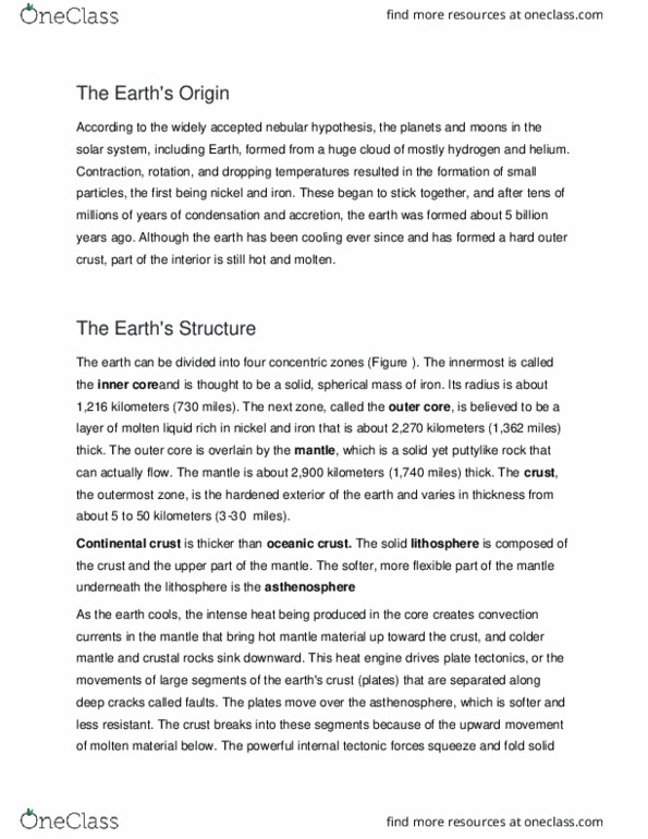 GEO 101 Lecture Notes - Lecture 2: Convergent Boundary, Subduction, Divergent Boundary thumbnail