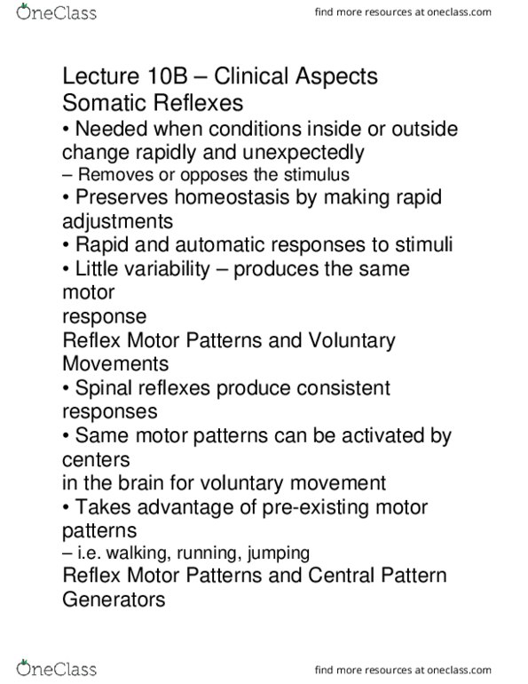 BIO210Y5 Lecture Notes - Lecture 10: Central Pattern Generator, Spinal Cord Injury, Biological Neural Network thumbnail
