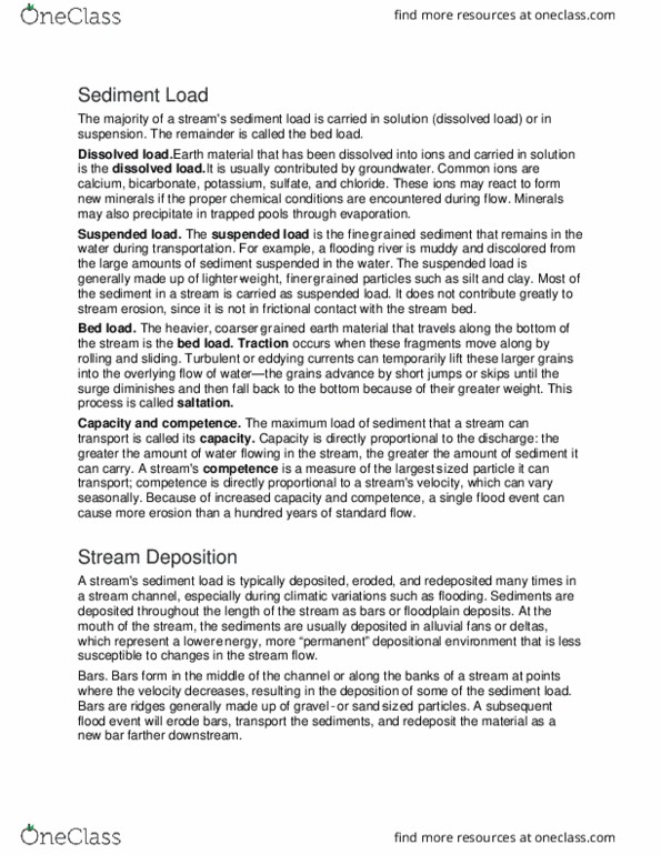 GEO 101 Lecture Notes - Lecture 26: Foreset Bed, Distributary, Oxbow Lake thumbnail