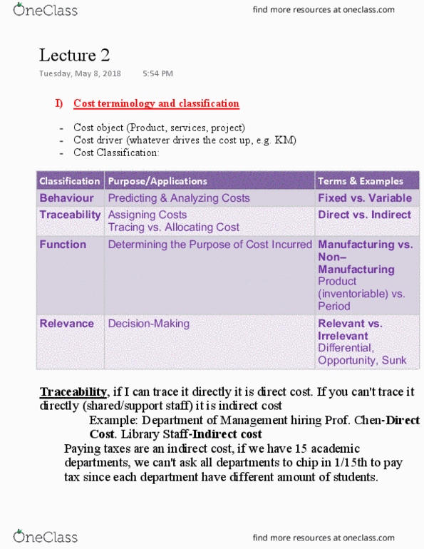 MGAB03H3 Lecture Notes - Lecture 2: Quantitative Research, Cost Driver thumbnail