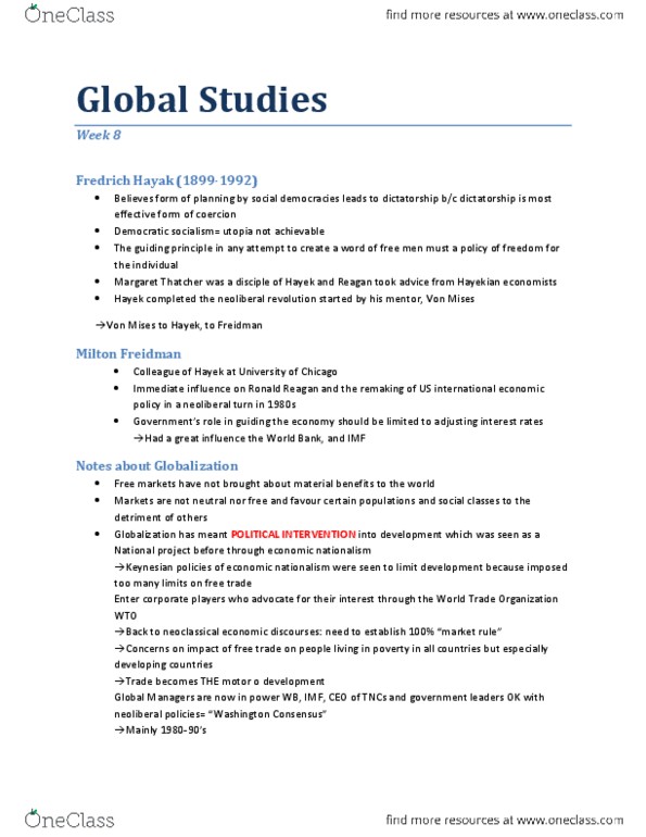 GS211 Lecture Notes - Lecture 8: Structural Adjustment, Economic Nationalism, Democratic Socialism thumbnail