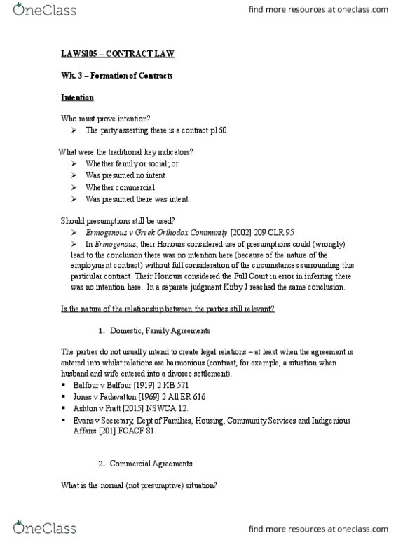 LAWS105 Lecture Notes - Lecture 3: Contract, Bankruptcy Act, Corporations Act 2001 thumbnail