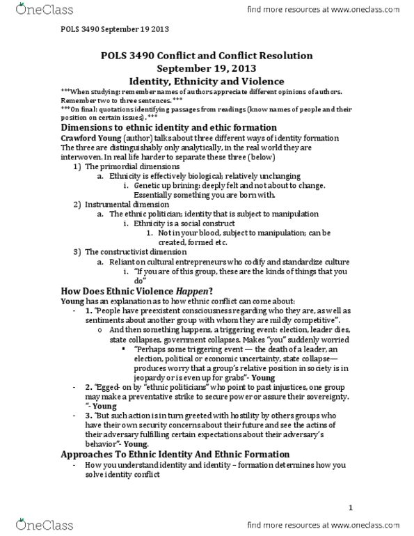 POLS 3490 Lecture Notes - John Mueller, Hegemony, Rationality thumbnail