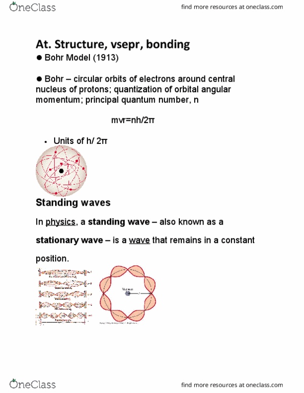CHM120H5 Lecture Notes - Lecture 1: Bohr Model, Standing Wave, Vsepr Theory thumbnail