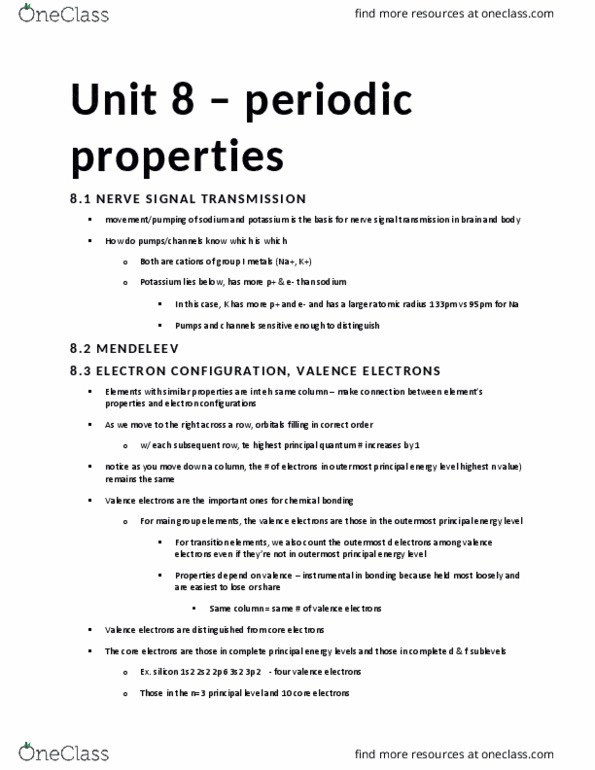 CHEM 217 Lecture Notes - Lecture 8: Wtwo, Alkaline Earth Metal, Periodic Trends thumbnail