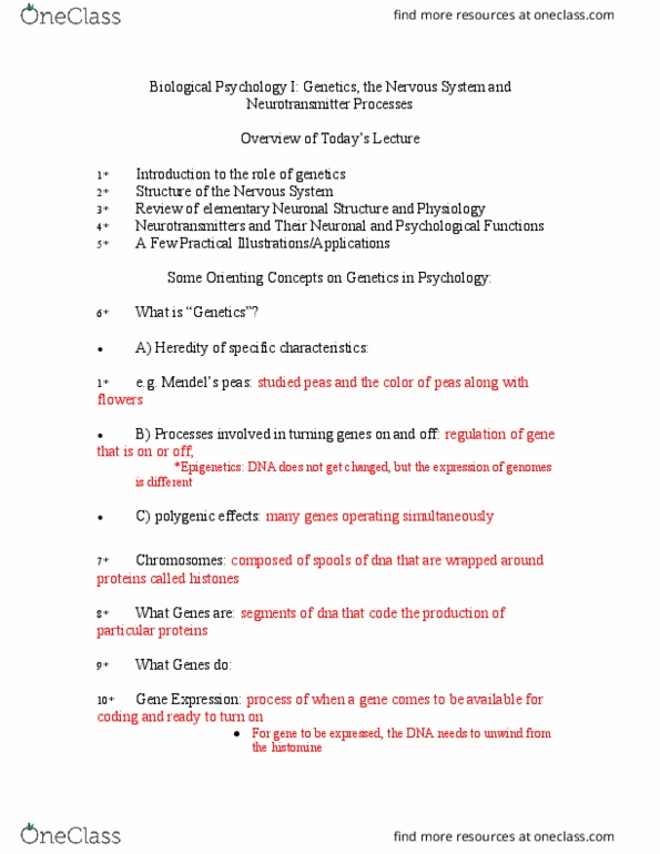 PSYCH 202 Lecture Notes - Lecture 1: Monoamine Neurotransmitter, Amygdala, Antipsychotic thumbnail