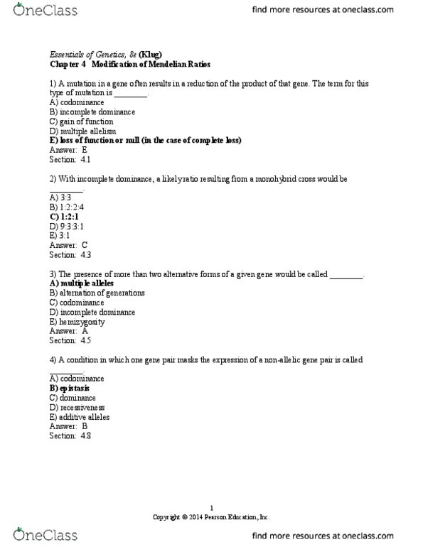 BIOL-2011EL Chapter Notes - Chapter 4: Cream Gene, Genomic Imprinting, Dihybrid Cross thumbnail