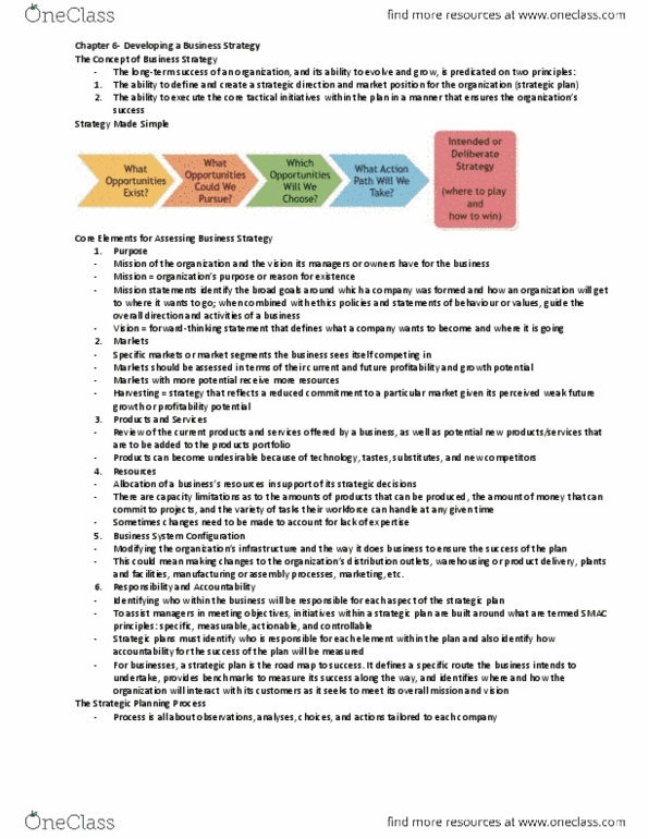 COMM 200 Chapter Notes -Strategic Planning, Market Segmentation, Customer Service thumbnail