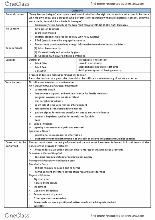5035LAW Lecture Notes - Lecture 2: Involuntary Treatment, Gillick Competence, Conjoined Twins thumbnail