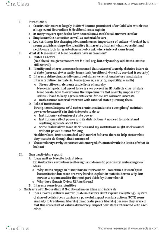 POL SCI 5 Lecture Notes - Humanitarian Intervention, Liberal Democracy, Neoliberalism thumbnail