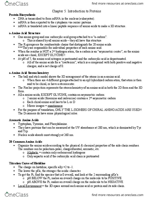 BCHM-3050 Lecture Notes - Lecture 6: Edman Degradation, Myoglobin, Hemoglobin thumbnail