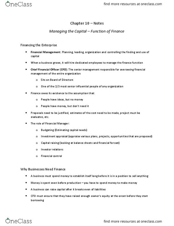MGTA02H3 Chapter Notes - Chapter 10: Scenario Analysis, Income Statement, Capital Structure thumbnail