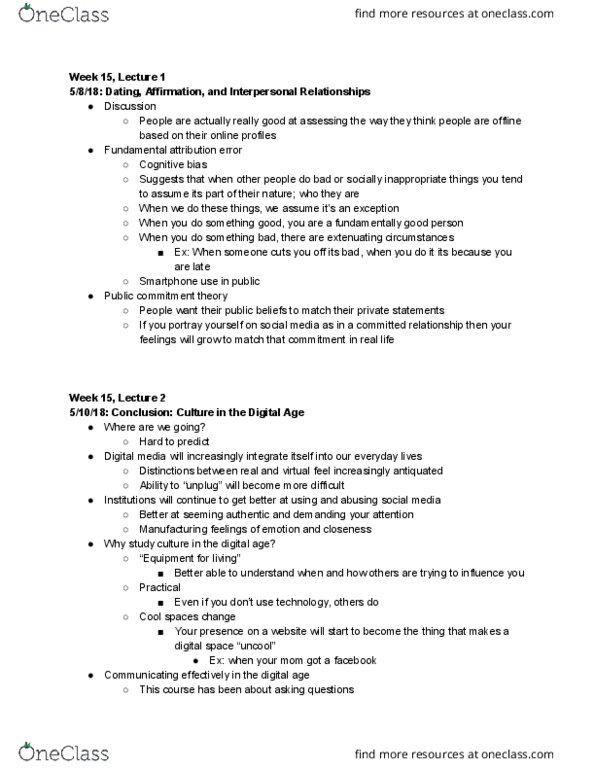 MAC 325 Lecture Notes - Lecture 7: Fundamental Attribution Error, Cognitive Bias, Smartphone thumbnail