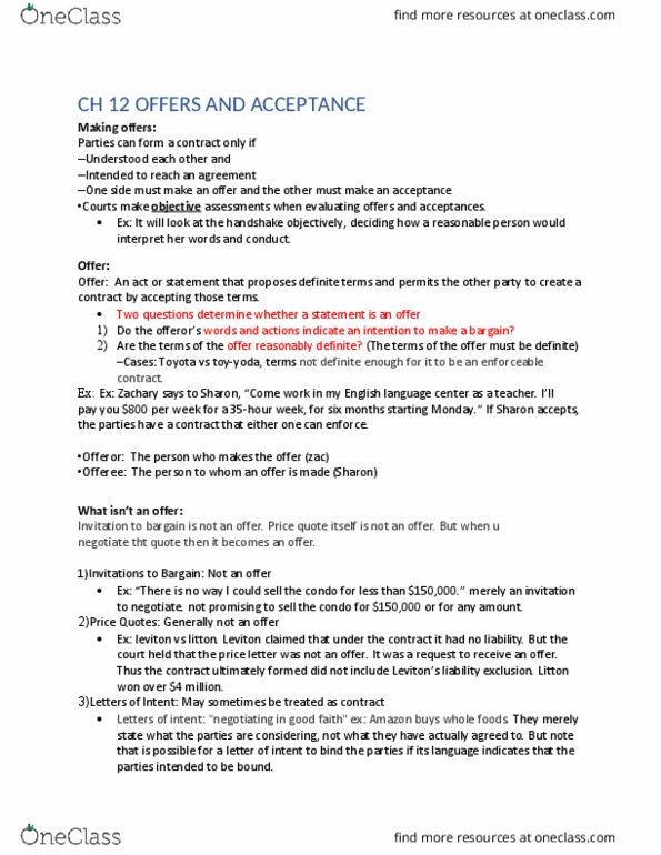 BLAW 2301 Lecture Notes - Lecture 12: Shrink Wrap, Fax, Posting Rule thumbnail