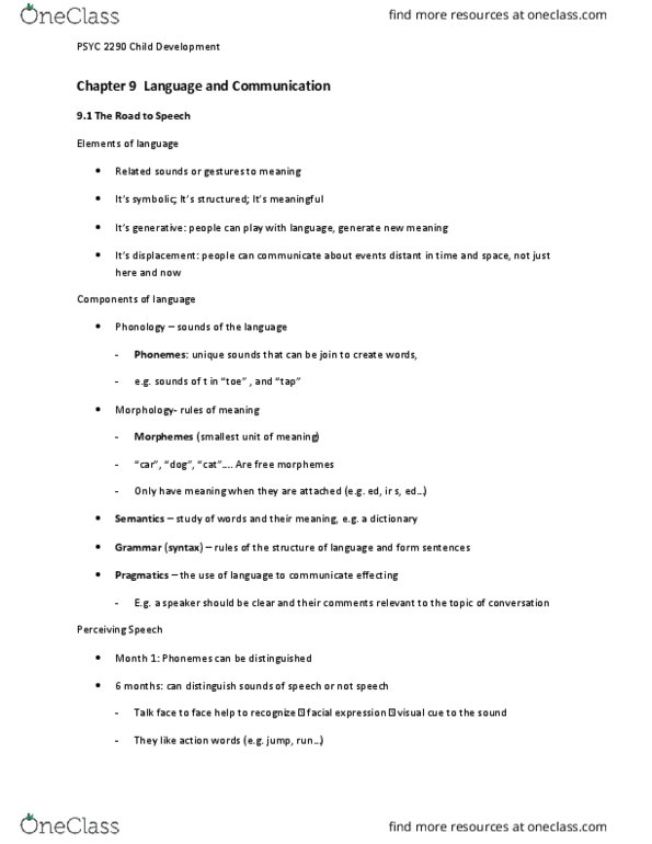 PSYC 2290 Lecture Notes - Lecture 9: Fast Mapping, Sign Language, Behaviorism thumbnail