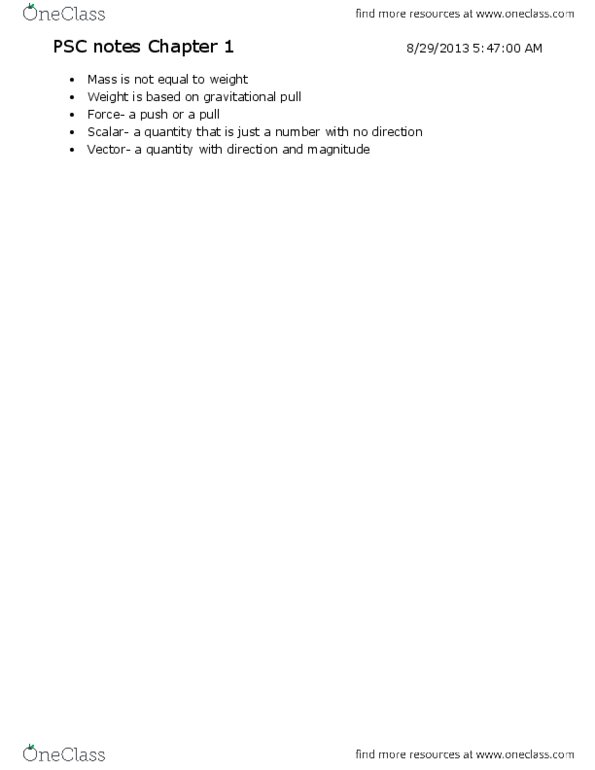 PSC 101 Lecture Notes - Inertial Frame Of Reference, Parabolic Trajectory, Momentum thumbnail