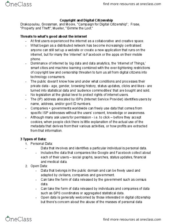 MDST*1010 Lecture Notes - Lecture 10: Search Algorithm, Big Data, Social Network thumbnail