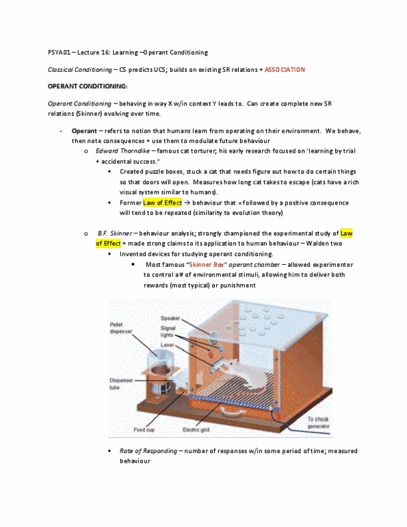 PSYA01H3 Lecture 16: Learning: Operant Conditioning thumbnail