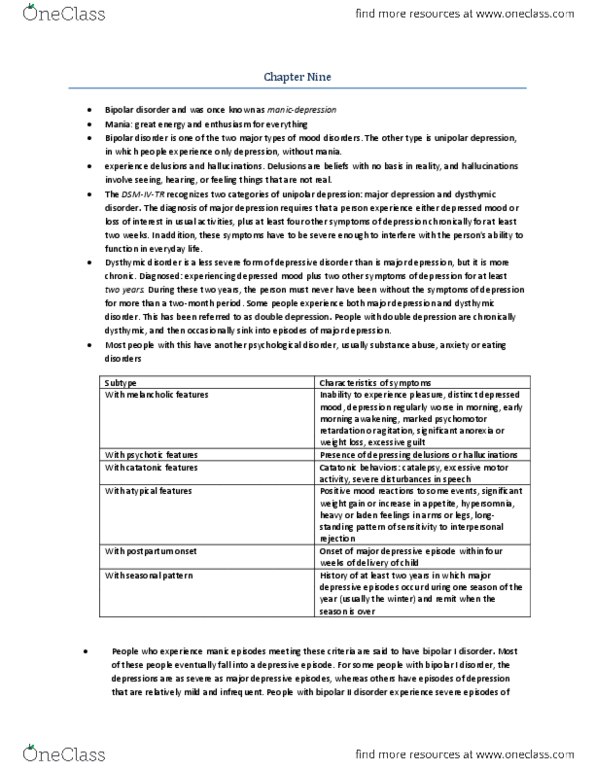 PSYC 3140 Chapter Notes -Major Depressive Episode, Magnetic Resonance Imaging, Cyclothymia thumbnail