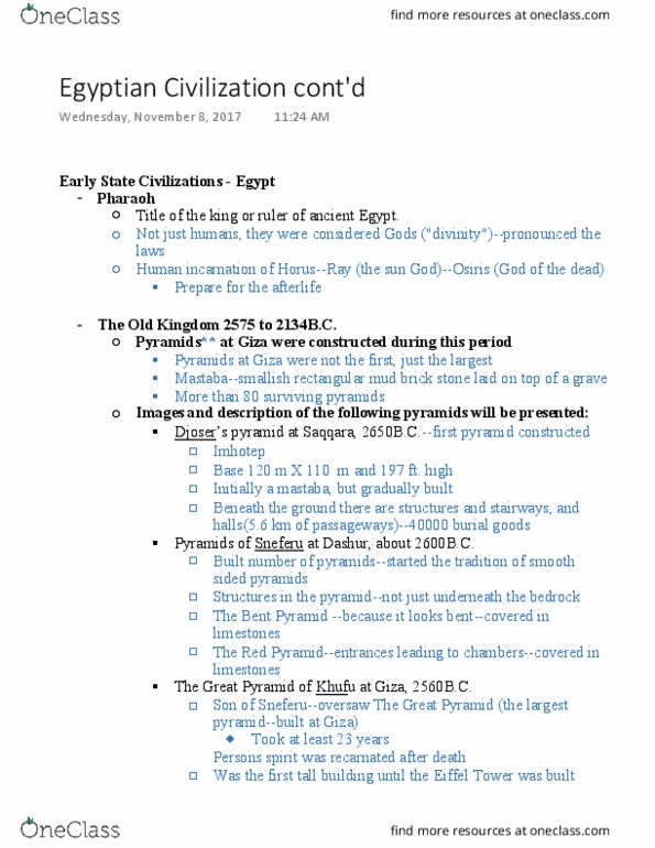 ARCH 112 Lecture Notes - Lecture 1: Bent Pyramid, Sneferu, List Of Numeral Systems thumbnail