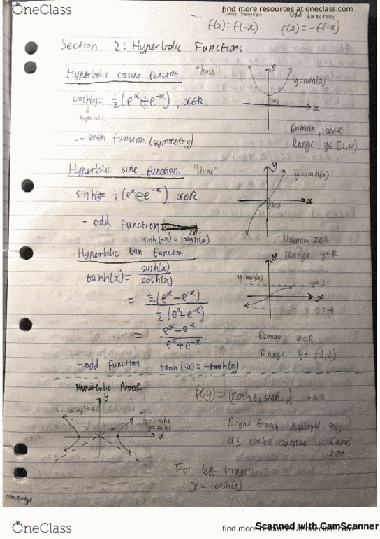 MAST10006 Lecture 10: MAST10006 HYPERBOLIC FUNCTIONS NOTES thumbnail