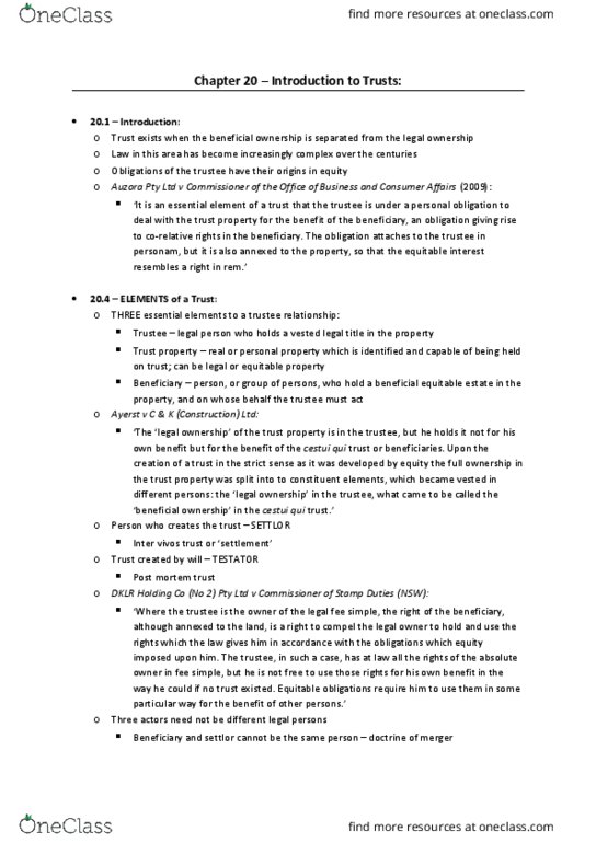 LLB270 Chapter Notes - Chapter 20: Bankruptcy Act, Compass Resources, Contingent Liability thumbnail