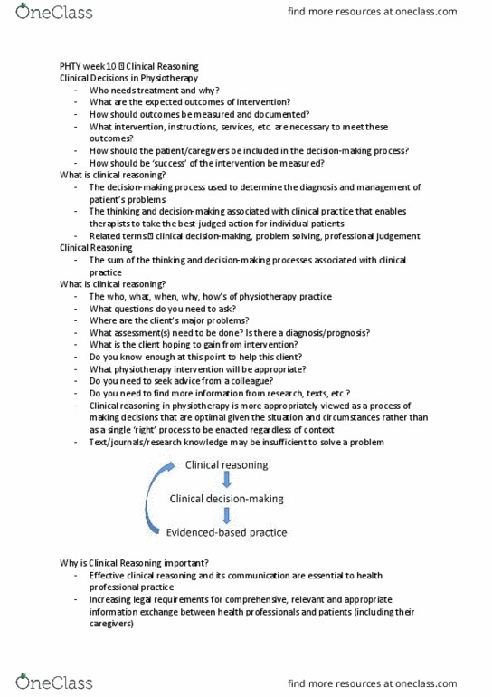 PHTY102 Lecture Notes - Lecture 10: Knee Replacement, Patient Participation, Physical Therapy thumbnail