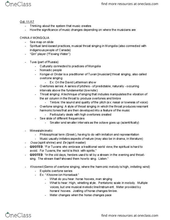 MUSIC102 Lecture Notes - Lecture 16: Spectrogram, Tuvan Throat Singing, Institute For Operations Research And The Management Sciences thumbnail