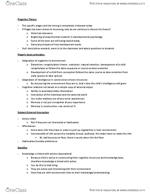 PSYC 4010 Lecture Notes - Lecture 5: Developmental Psychology, Relate, Little Albert Experiment thumbnail