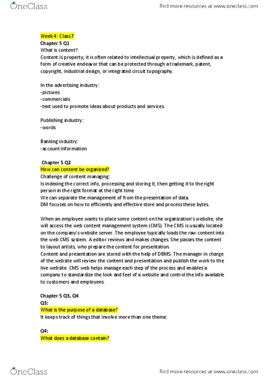 COMM 190 Lecture Notes - Lecture 4: Web Content Management System, Sql, Database Application thumbnail