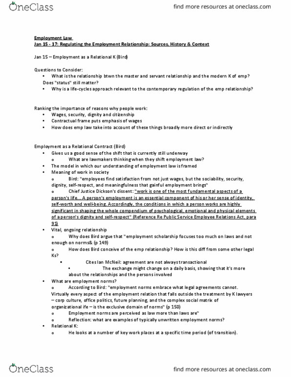 LEEL 570 Lecture Notes - Lecture 10: Unemployment Benefits, Lincoln Electric, Canada Labour Code thumbnail