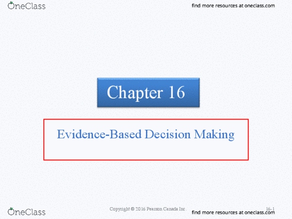 MGMT-121 Chapter Notes - Chapter 16: Pearson Education, Decision Support System, Management Information System thumbnail