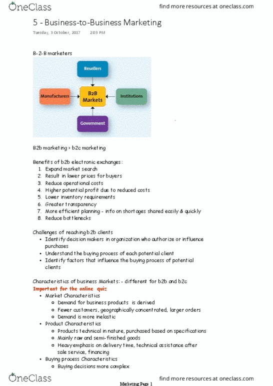 ADM 2320 Lecture Notes - Lecture 5: Request For Proposal, North American Industry Classification System, Marketing Mix thumbnail