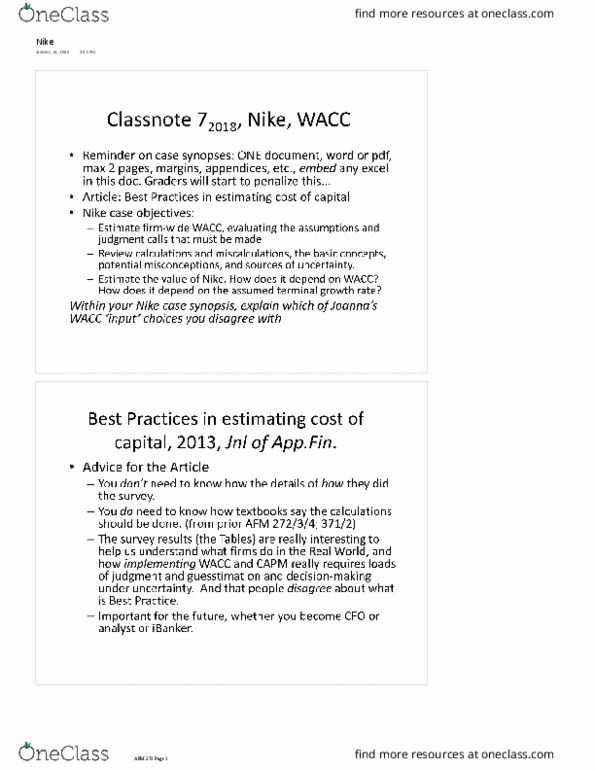 AFM373 Lecture Notes - Lecture 6: Capital Structure, Opportunity Cost, Cash Flow thumbnail
