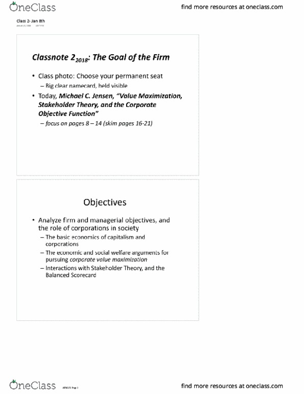 AFM373 Lecture Notes - Lecture 2: Opportunity Cost, Profit Maximization, Net Present Value thumbnail