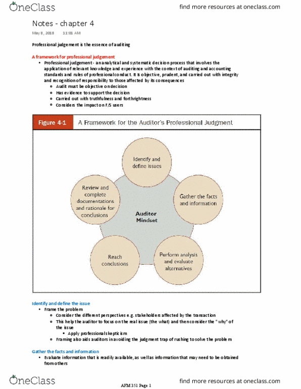 AFM351 Lecture Notes - Lecture 5: Confirmation Bias, Audit Evidence thumbnail