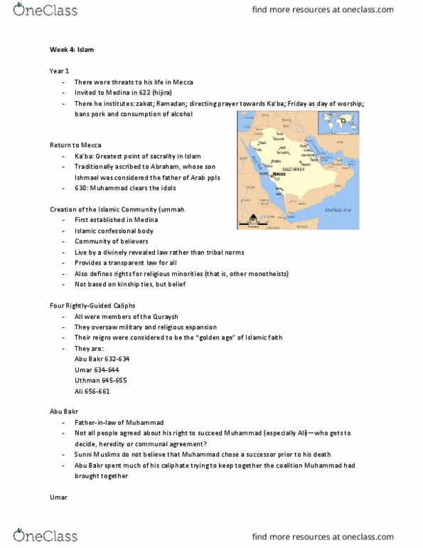 AHSS 2360 Lecture Notes - Lecture 4: Rightful Heir, Sunnah, Ummah thumbnail