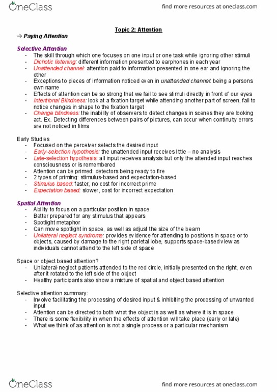 HPS203 Lecture Notes - Lecture 2: Binding Problem, The Cocktail Party, Hemispatial Neglect thumbnail