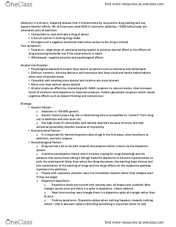 PSYC 210 Lecture Notes - Lecture 12: Methadone, Disulfiram, Opiate thumbnail