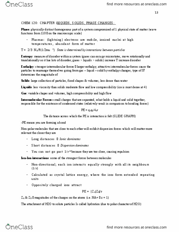 CHEM 110 Lecture Notes - Lecture 13: Covalent Bond, Polarizability, Ammonia thumbnail