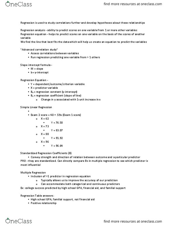 PSYC 200W Lecture Notes - Lecture 11: Matching Law, Linear Regression, Regression Analysis thumbnail