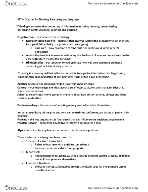 PSY 102 Chapter Notes - Chapter 8: Morpheme, Metalinguistic Awareness, Vocal Tract thumbnail