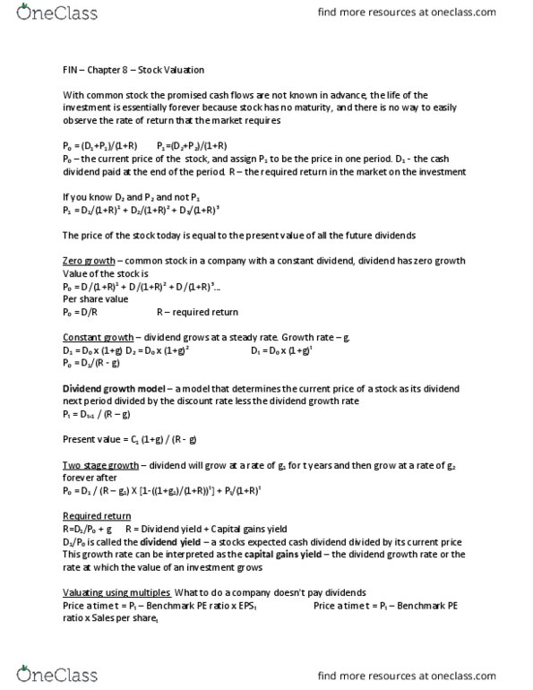 FIN 300 Chapter Notes - Chapter 8: Cumulative Voting, Primary Market, Secondary Market thumbnail