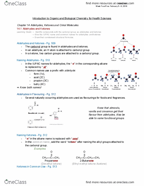 BIOC 1303 Lecture Notes - Lecture 4: Acetaldehyde, Methanol, Butyraldehyde thumbnail