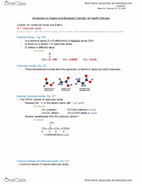 BIOC 1303 Lecture Notes - Lecture 6: Methyl Acetate, Sodium Hydroxide, Micelle thumbnail