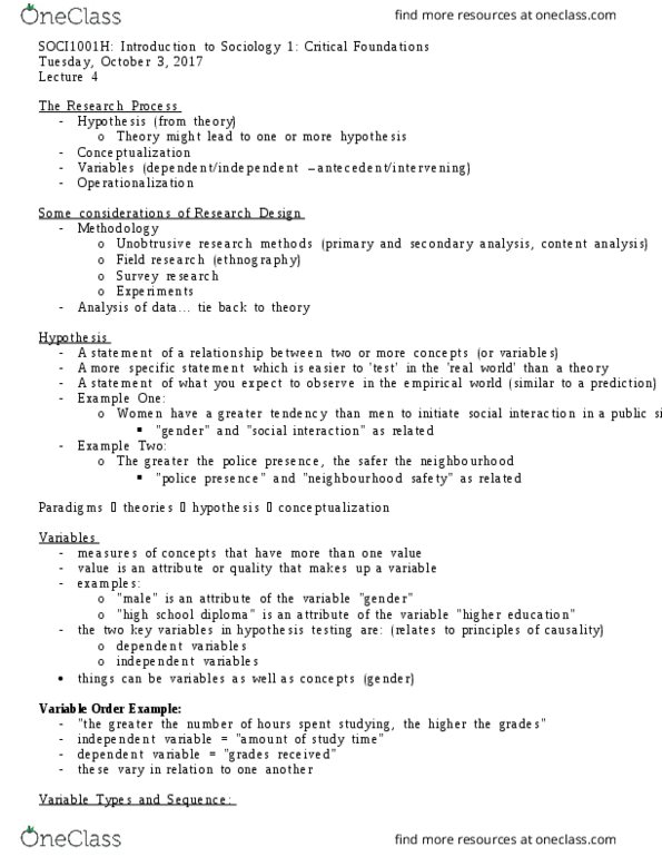 SOCI 1001H Lecture Notes - Lecture 4: Participant Observation, Statistical Hypothesis Testing, Content Analysis thumbnail