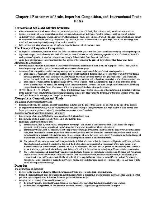 MGEC62H3 Chapter Notes - Chapter 6: Monopoly, Monopolistic Competition, Imperfect Competition thumbnail